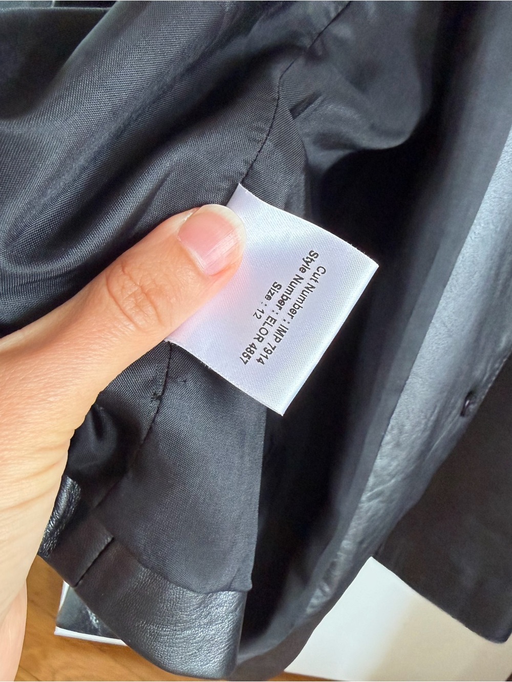 Black Leather Jacket with white stitching detail David Meister size 12 - Picture 5 of 5